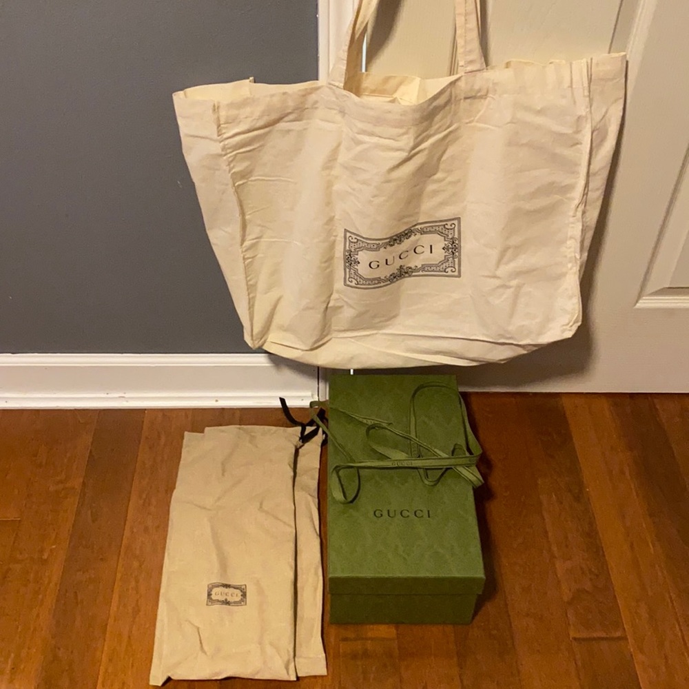 Gucci bags and box with ribbon